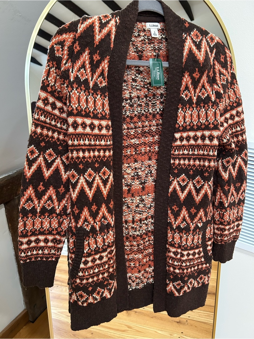 L.L. Bean 100% Cotton Fair Isle Open Knit Cardigan. Women’s Small. NWT